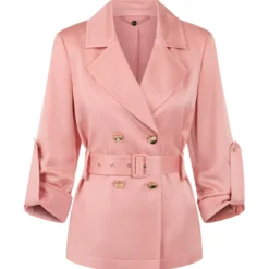 Blazerjacke aus satin mit gürtel