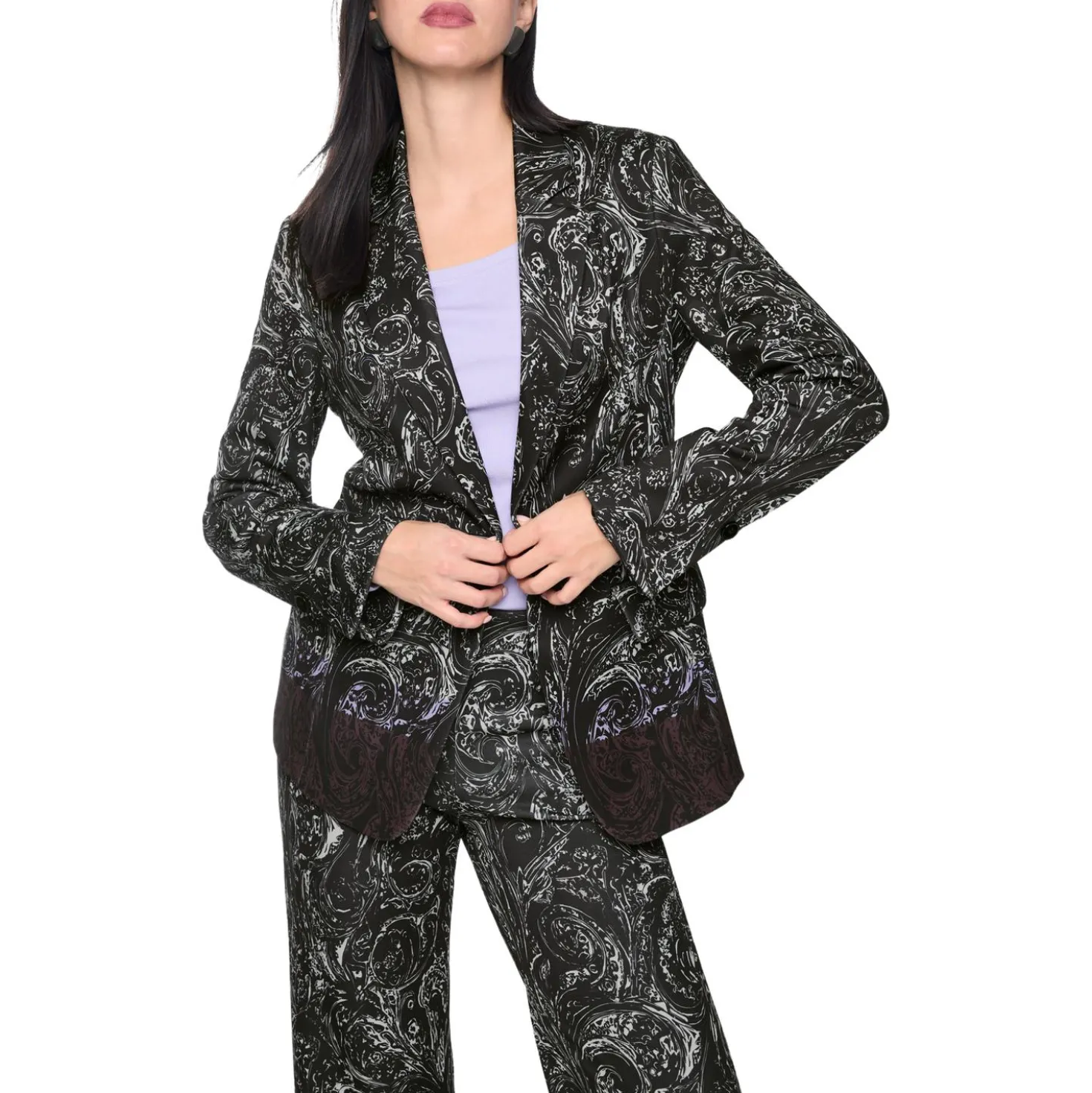 Blazer mit allover-print aus scuba-jersey