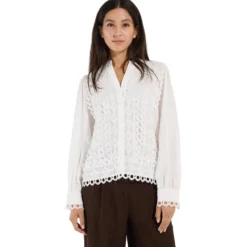 Bluse mit spitzenbesatz