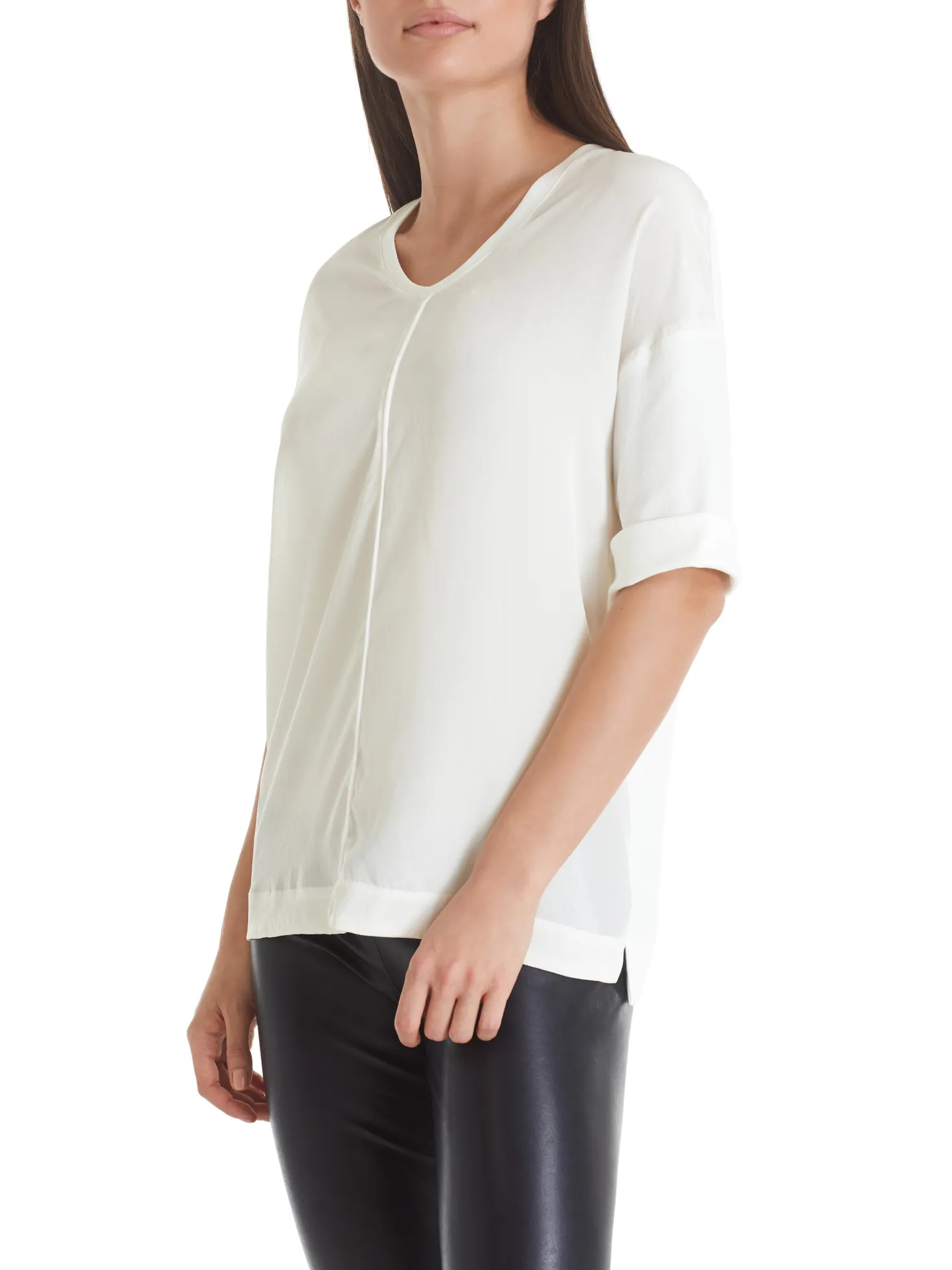 Blusenshirt aus Material-Mix