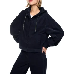 Cordjacke mit kapuze