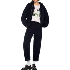 Cordjacke mit kapuze