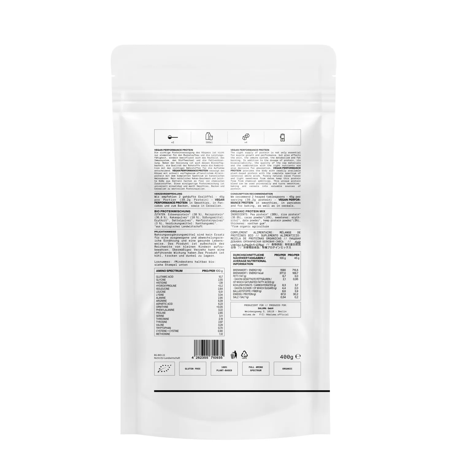 DALUMA Vegan Performance Protein - Raw Cacao