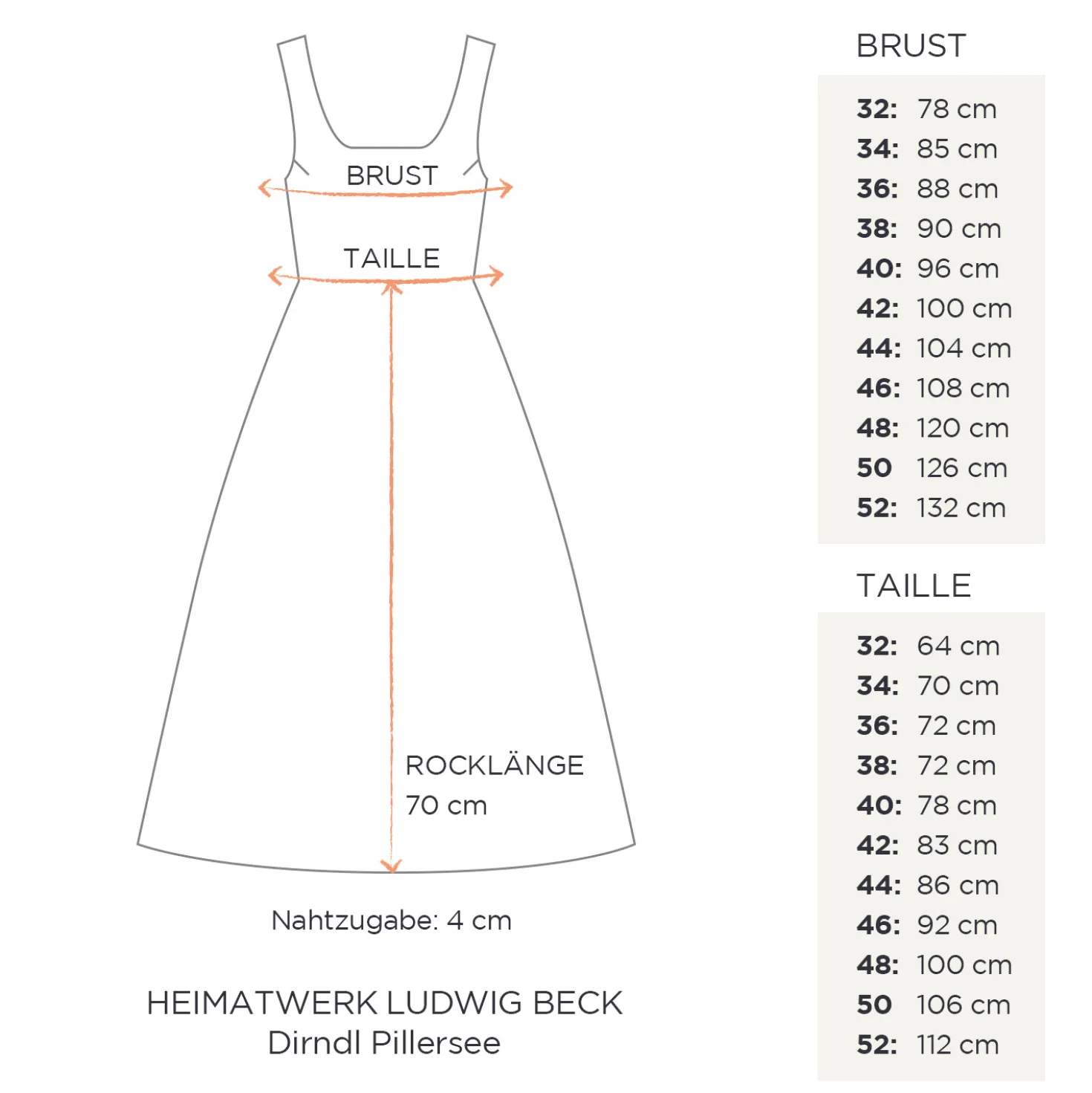 Dirndl Pillersee 70cm