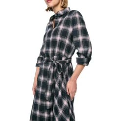 Karo-hemdkleid mit bindegürtel