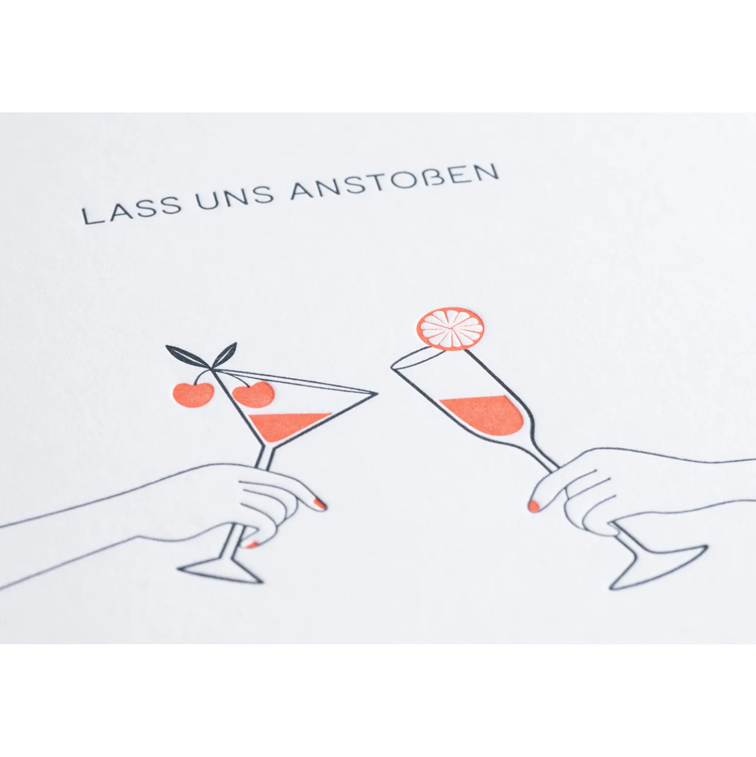 Karte Letterpress - Lass uns Anstoßen