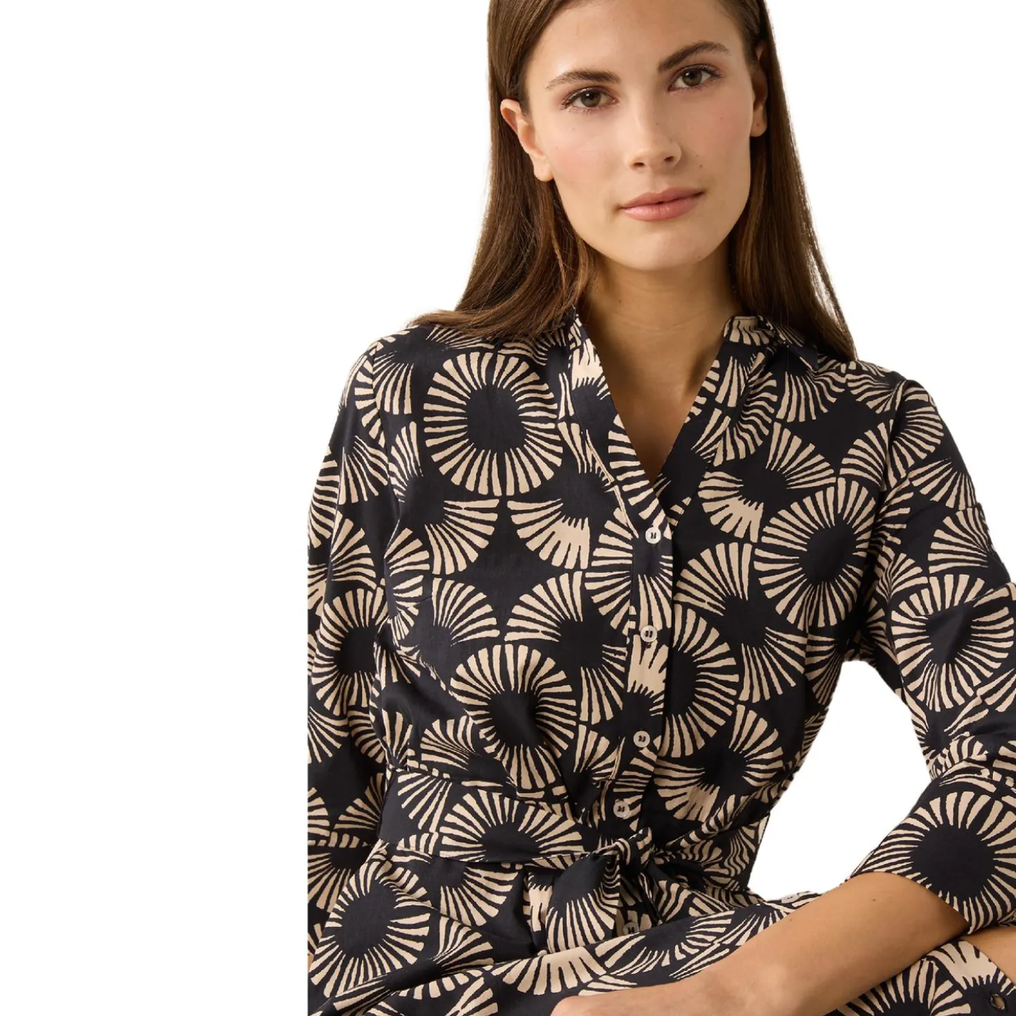 Langes hemdblusenkleid mit print