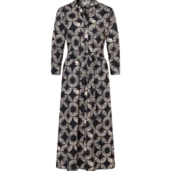 Langes hemdblusenkleid mit print