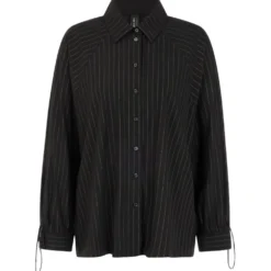 Nadelstreifen-bluse mit fledermausärmel