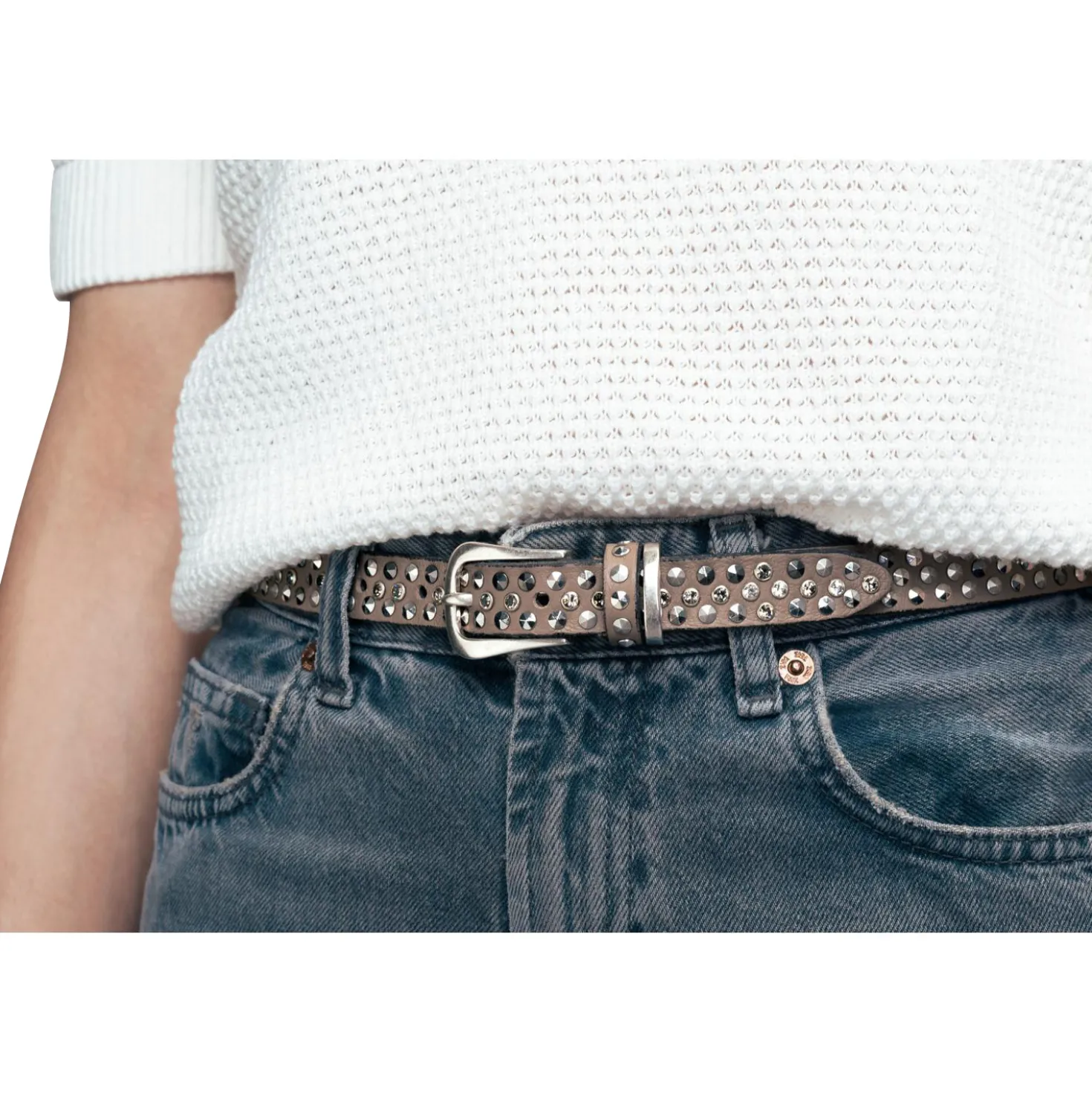 Roana 20 mm leder-nietgürtel