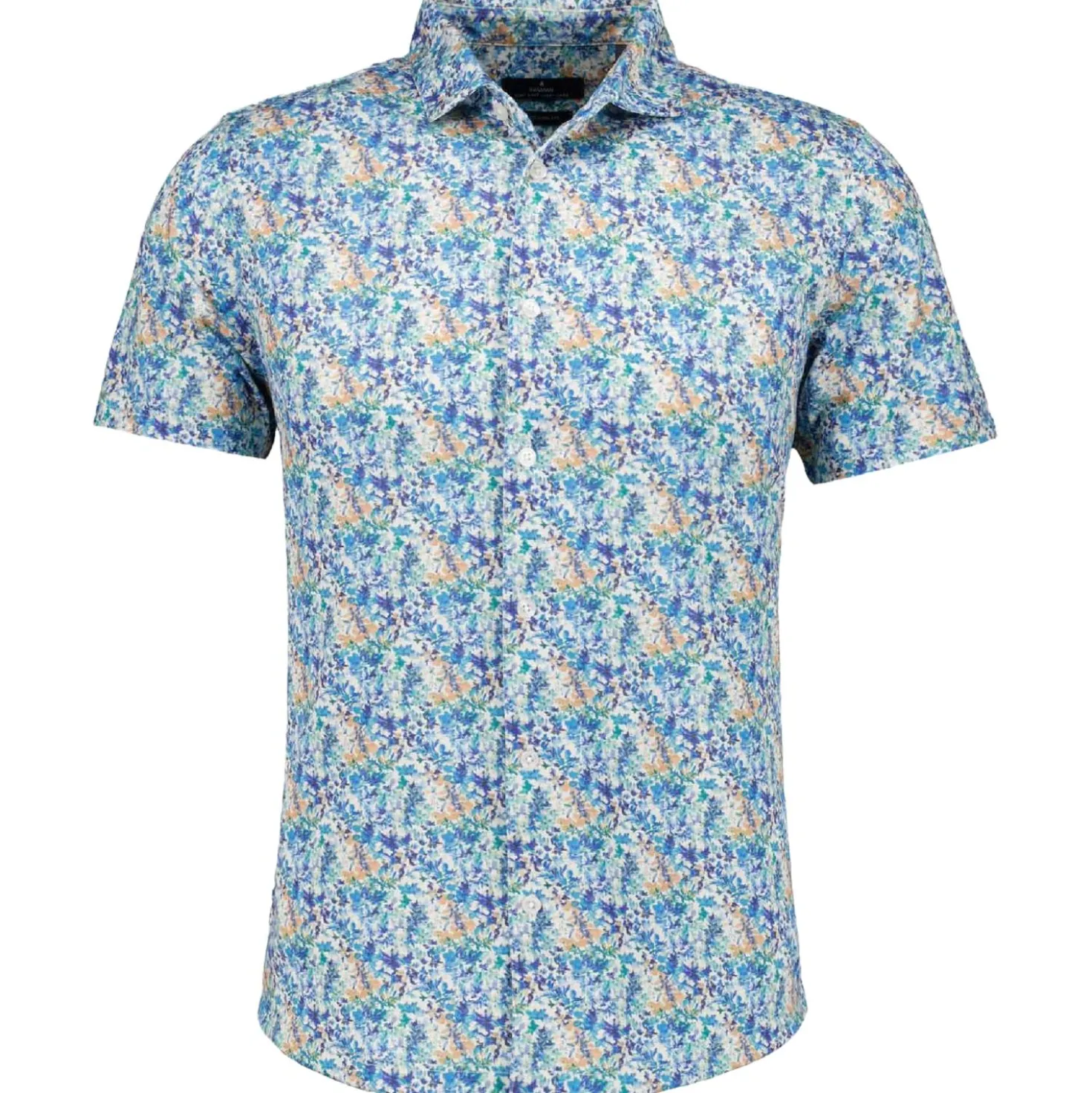 Softknit-hemd mit print, kurzarm