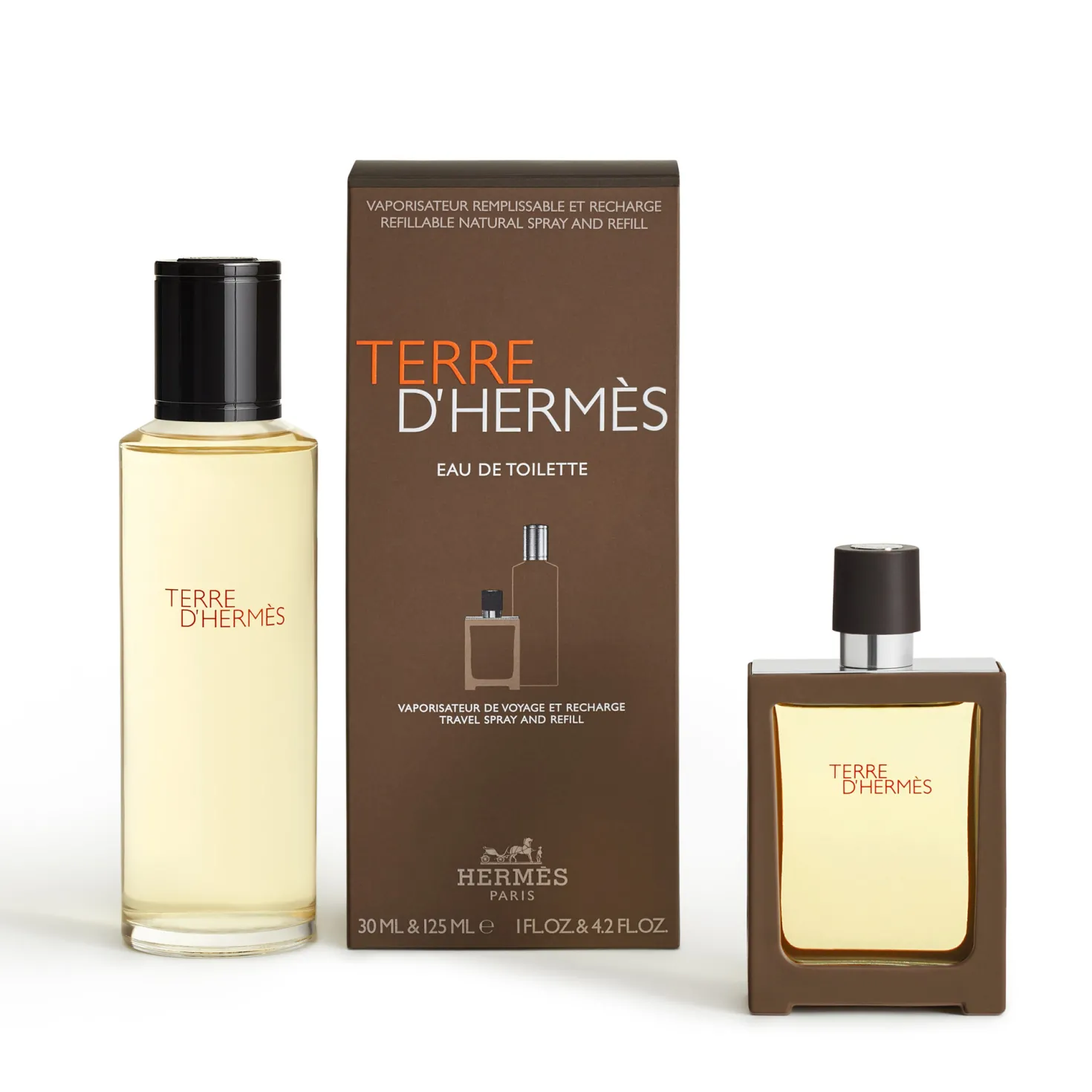 Terre d'Hermès 121 Gramm - Eau de Toilette Refillable Spray + Refill Bottle