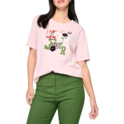 T-shirt mit print und pailetten