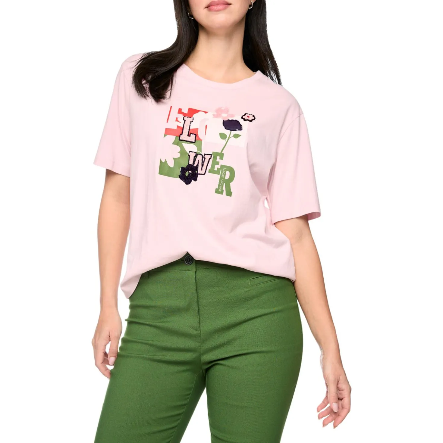 T-shirt mit print und pailetten