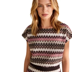 T-shirt mit wellen-dessin